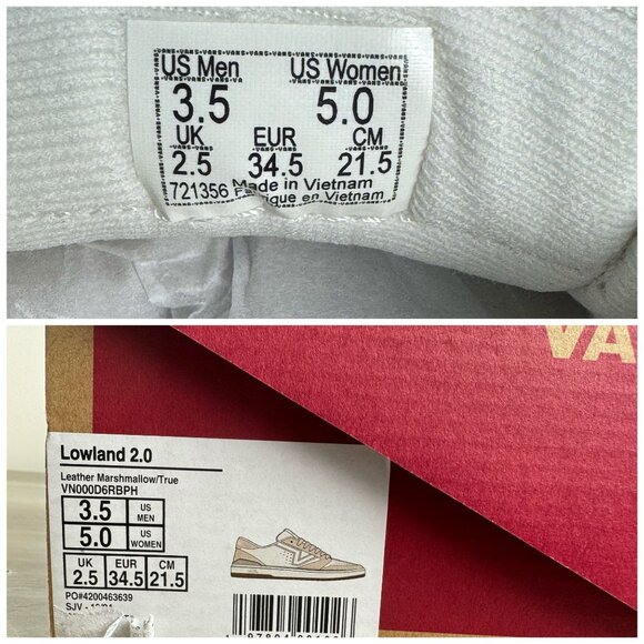 VANS Lowland 2.0 Sneaker in Marshmallow White Leather NEW in BOX Women's SZ 5 - Picture 11 of 12
